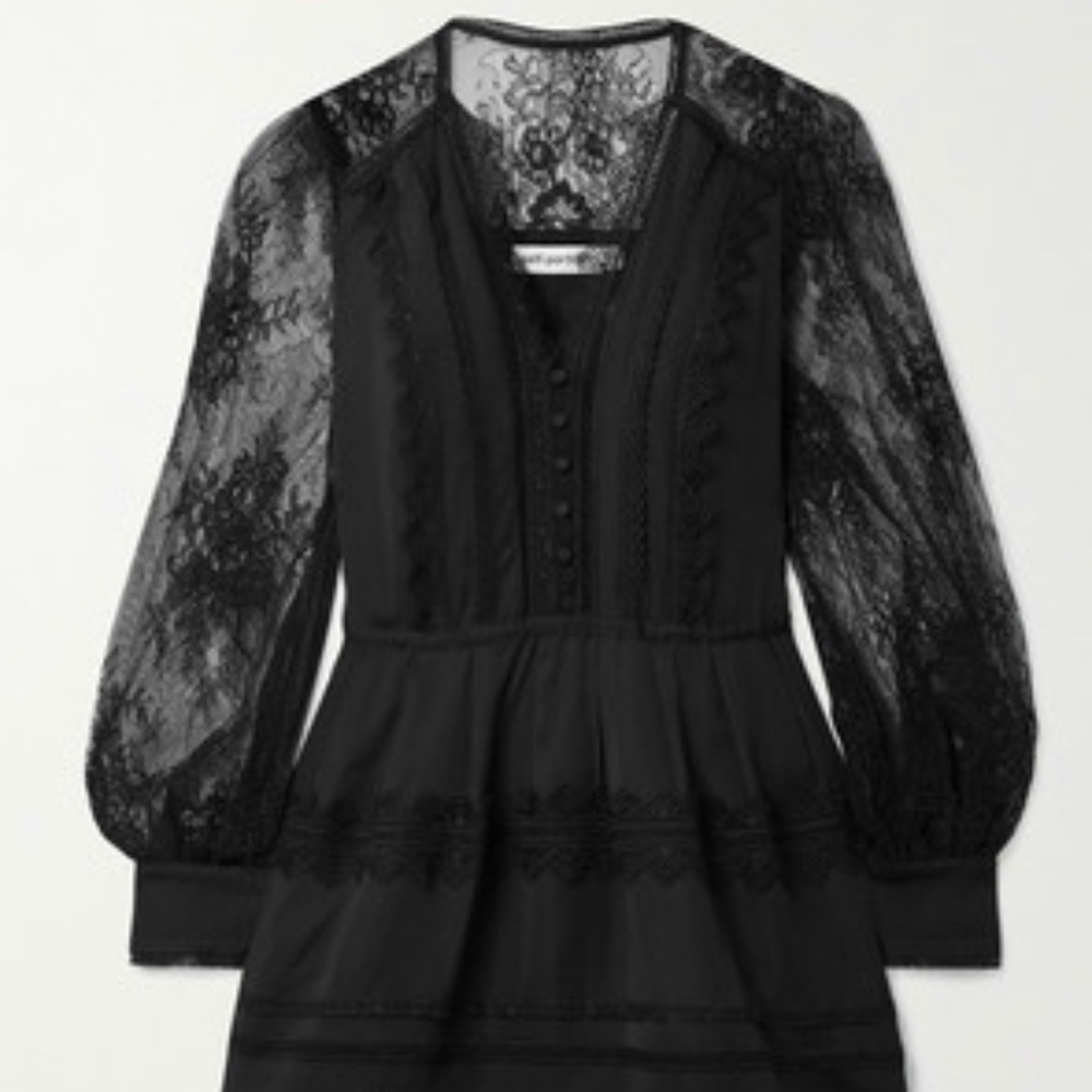 Self portrait black dress with lace detail